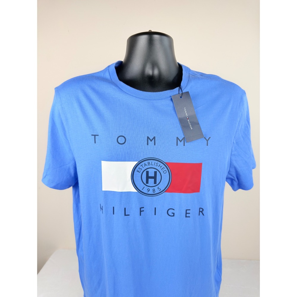 Tommy Hilfiger Mens Blue Graphic Logo T-Shirt XM07620 401 Medium New $39